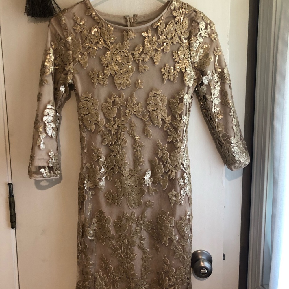 TFNC gold bodycon sequin mini dress size 2